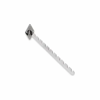 Chrome 12 Notch Sloping Arm for Wall Fix – durable steel retail display arm with 12 evenly spaced notches for garments