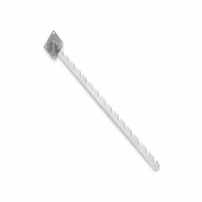 Chrome 16 Notch Sloping Arm for Wall Fix – durable chrome-plated steel wall-mounted retail display arm with 16 notches for garment hanging