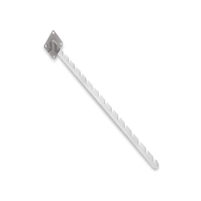Chrome 16 Notch Sloping Arm for Wall Fix – durable chrome-plated steel wall-mounted retail display arm with 16 notches for garment hanging