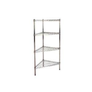 Chrome Wire Corner Shelf Unit | 4 Shelves 900mm x 450mm x 450mm Unit