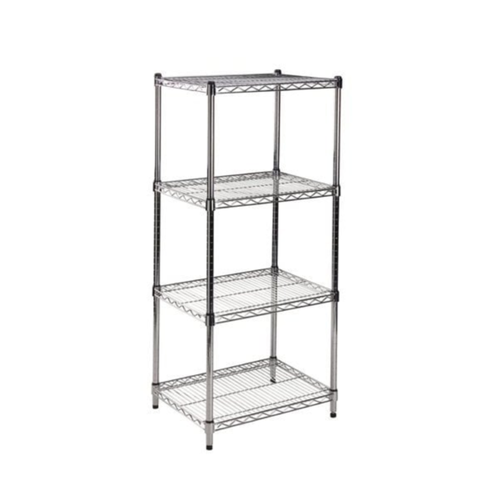 Chrome Wire Corner Shelf Unit | 4 Shelves 900mm x 450mm x 450mm Unit