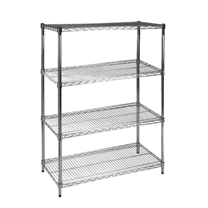 Chrome Wire Corner Shelf Unit | 4 Shelves 900mm x 450mm x 450mm Unit