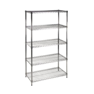 Chrome Wire Corner Shelf Unit | 4 Shelves 900mm x 450mm x 450mm Unit