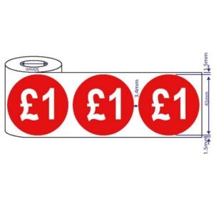 500mm x 45mm - £1-£10 Red Self Adhesive Price Stickers