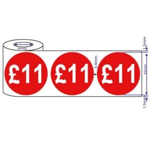 500mm x 45mm - £11-£20 Red Self Adhesive Price Stickers - £11