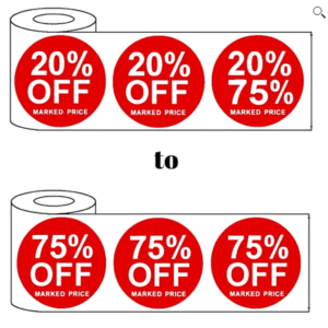 Assorted 500 x 45mm red price self adhesive stickers 20% - 50% Off Marked Price for retail promotions and discounts