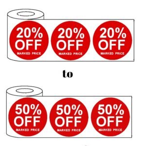 500 x 45mm 20%-50% Off Red Price Self-Adhesive Stickers