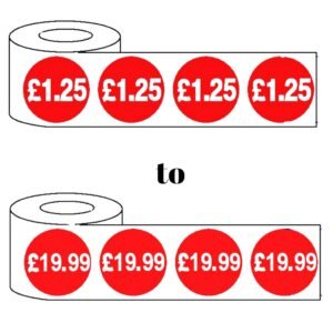 1000x 25mm £1.25-£19.99 Red Price Self Adhesive Stickers Sticky Labels Swing Tag Labels For Retail