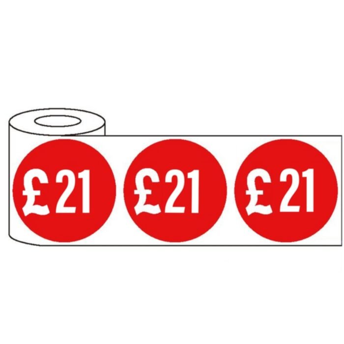 500x 45mm £21-£75 Red Self Adhesive Round Price Stickers