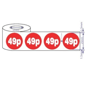 1000x25 49p-99p Mm Red Price Self Adhesive Stickers Sticky Labels For Retail Display