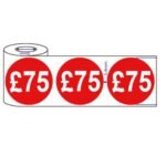 500 x 45mm red price self adhesive stickers £75 in roll packaging
