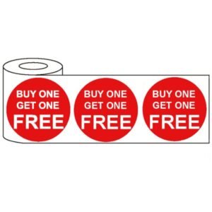 500x 45mm Round Adhesive Buy One Get One Free/half Price Promotional Stickers