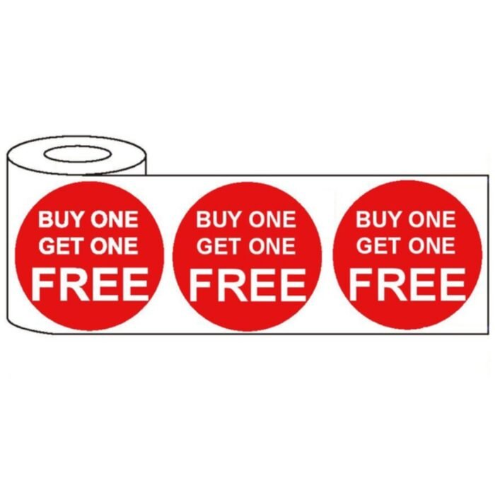 500x 45mm Round Adhesive Buy One Get One Free/half Price Promotional Stickers