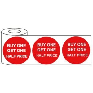 500 x 45mm red price self adhesive stickers Buy One Get One Half Price for retail promotions