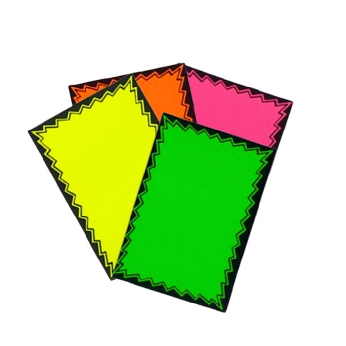 Dayglo Cards - Multi Coloured Pack With Black Border - 10cm X 15cm (80 Pack)