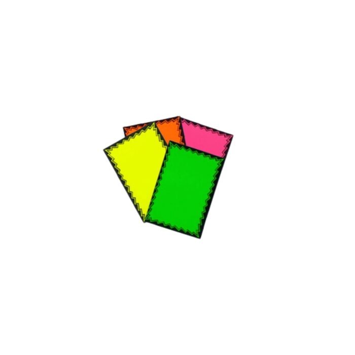 Dayglo Cards - Multi Coloured Pack With Black Border - 10cm X 15cm (80 Pack)