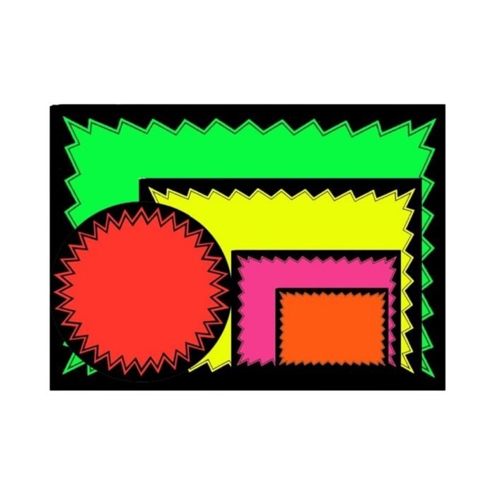 Dayglo Cards - Multi Coloured Pack With Black Border - 10cm X 15cm (80 Pack)