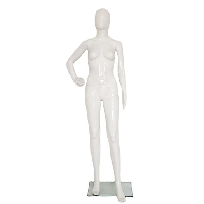 Female Plastic Display Egg Head Mannequin – White Gloss