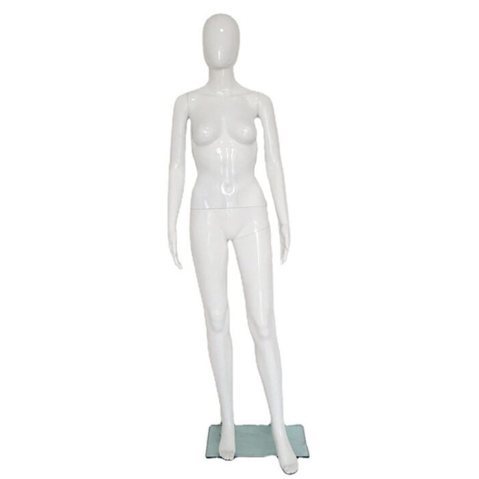 Female Plastic Display Egg Head Mannequin – White Gloss