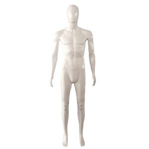 Male Plastic Display Egg Head Mannequin – White Gloss