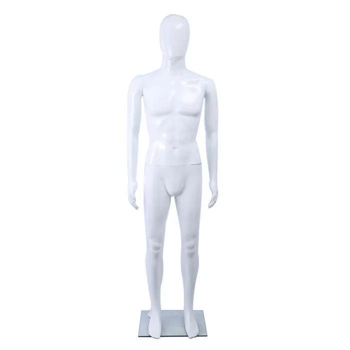 Male Plastic Display Egg Head Mannequin – White Matt