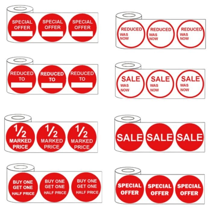 500x45mm Red Self-Adhesive Promotional Price Labels For Retail - Multi Listing