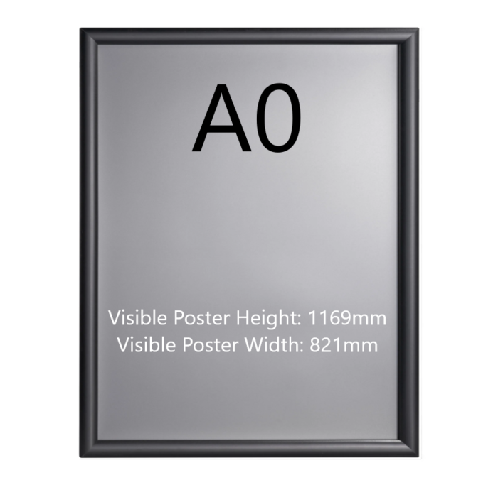 A0 Black Poster Snap Frame 25mm Mitred Frame With Wall Fixings