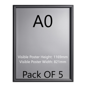 Pack of 5 A0 Black Poster Snap Frame 25mm Mitred Frame With Wall Fixings