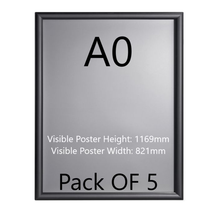 Pack of 5 A0 Black Poster Snap Frame 25mm Mitred Frame With Wall Fixings