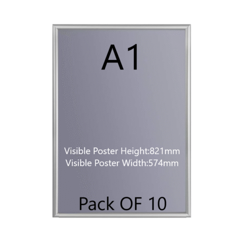 Pack of 10 A1 Black Poster Snap Frame 25mm Mitred Frame With Wall Fixings A1 Silver Poster Snap Frame