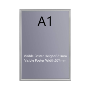 A1 Silver Poster Snap Frame 25mm Mitred Frame With Wall Fixings