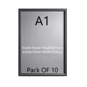 Pack of 10 A1 Black Poster Snap Frame 25mm Mitred Frame With Wall Fixings