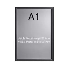 A1 Black Poster Snap Frame 25mm Mitred Frame With Wall Fixings