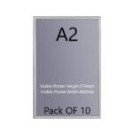 Pack of 10 A2 Black Poster Snap Frame 25mm Mitred Frame With Wall Fixings A2 Silver Poster Snap Frame