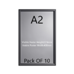 Pack of 10 A2 Black Poster Snap Frame 25mm Mitred Frame With Wall Fixings