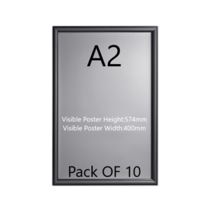 Pack of 10 A2 Black Poster Snap Frame 25mm Mitred Frame With Wall Fixings