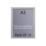 Pack of 10 A3 Black Poster Snap Frame 25mm Mitred Frame With Wall Fixings A3 Silver Poster Snap Frame