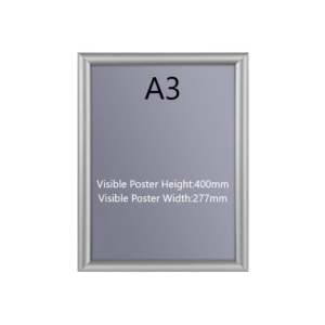 A3 Silver Poster Snap Frame 25mm Mitred Frame With Wall Fixings