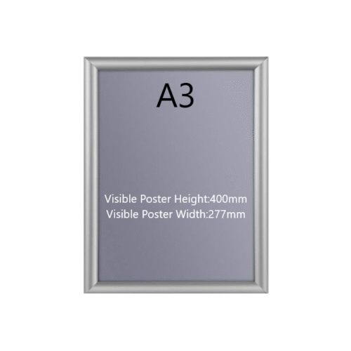 A3 Silver Poster Snap Frame 25mm Mitred Frame With Wall Fixings