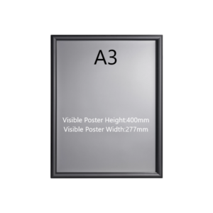 A3 Black Poster Snap Frame 25mm Mitred Frame With Wall Fixings