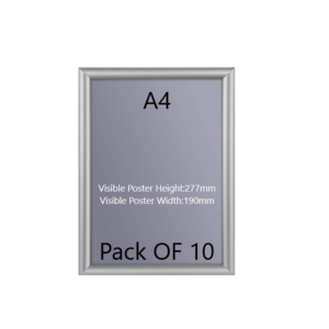 Pack of 10 A4 Black Poster Snap Frame 25mm Mitred Frame With Wall Fixings