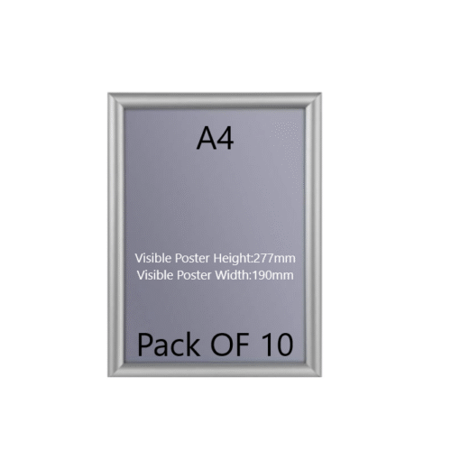 Pack of 10 A4 Black Poster Snap Frame 25mm Mitred Frame With Wall Fixings A4 Silver Poster Snap Frame 25mm Mitred Frame With Wall Fixings Pack of 10