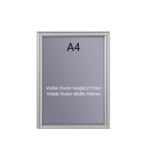 A4 Silver Poster Snap Frame 25mm Mitred Frame With Wall Fixings