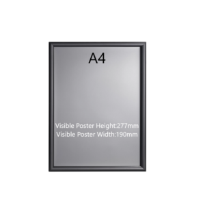 A4 Black Poster Snap Frame 25mm Mitred Frame With Wall Fixings