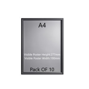 Pack of 10 A4 Black Poster Snap Frame 25mm Mitred Frame With Wall Fixings