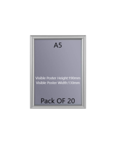 Pack of 20 A5 Silver Snap Frame 25mm Mitred + Wall Fixings