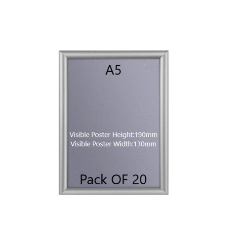 Pack of 20 A5 Silver Snap Frame 25mm Mitred + Wall Fixings