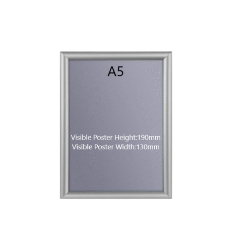 A5 Silver Poster Snap Frame 25mm Mitred Frame With Wall Fixings