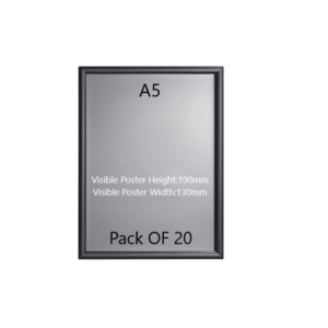 Pack of 20 A5 Black Poster Snap Frame 25mm Mitred Frame With Wall Fixings