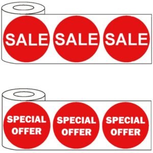 500x45mm Round Adhesive Sale and Special Offer Stickers - Discounted Promo Labels